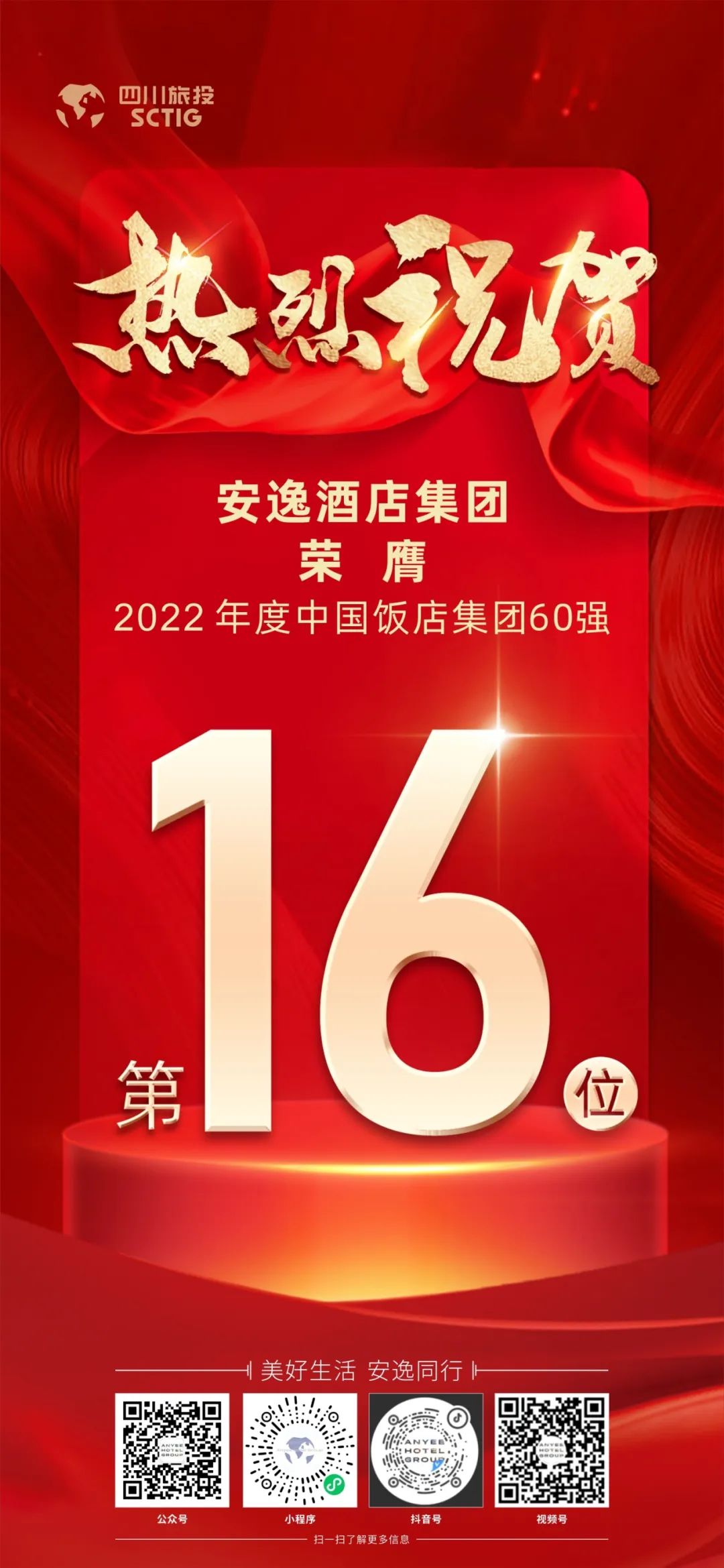 四川PT视讯集团荣膺“2022年度中国饭店集团60强”